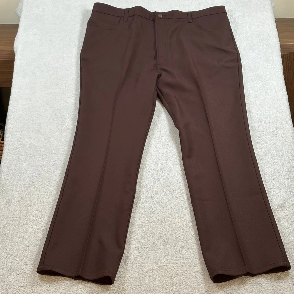 NOS Levi's 517 Boot Cut Mens Brown Sta-Prest Style Polyester Pants 44x32 NWT